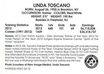 2013 Harness Heroes #34 Linda Toscano Back